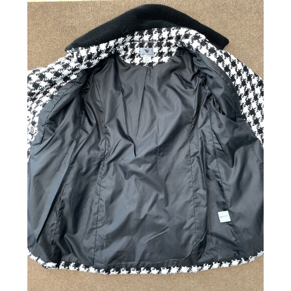 Worthington Coat Womens S Peacoat Houndstooth Wool Blend Fitted Preppy Button-Up - Picture 4 of 11